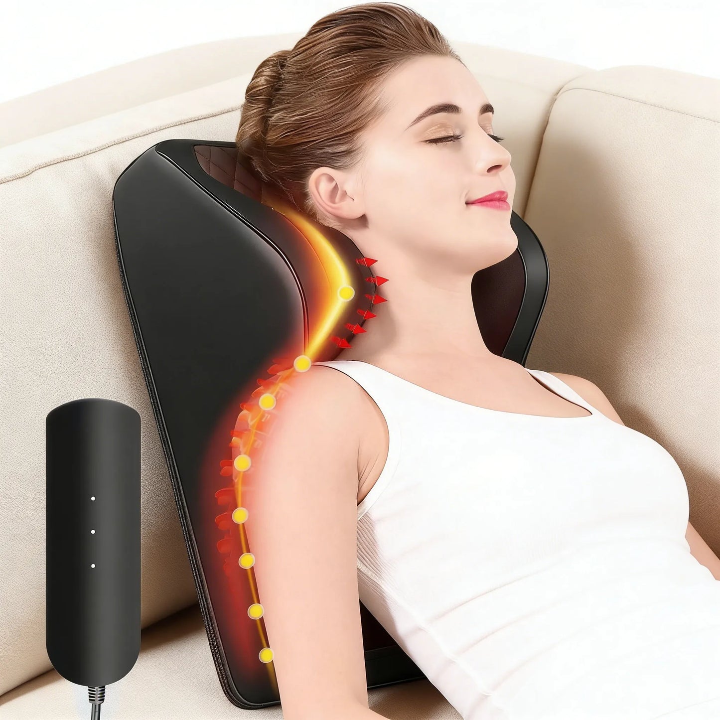 Back Massager with Heat, 3D Kneading Massage Pillow for Back, Neck, Shoulder, Leg Pain Relief Deep Tissue