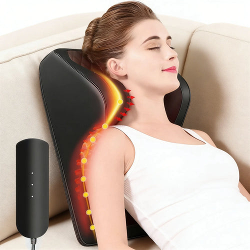 Back Massager with Heat, 3D Kneading Massage Pillow for Back, Neck, Shoulder, Leg Pain Relief Deep Tissue