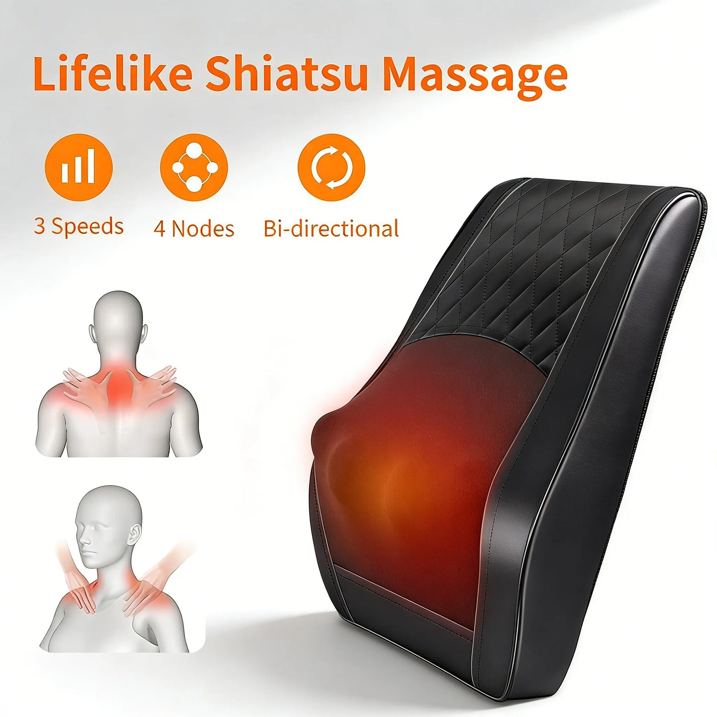 Back Massager with Heat, 3D Kneading Massage Pillow for Back, Neck, Shoulder, Leg Pain Relief Deep Tissue