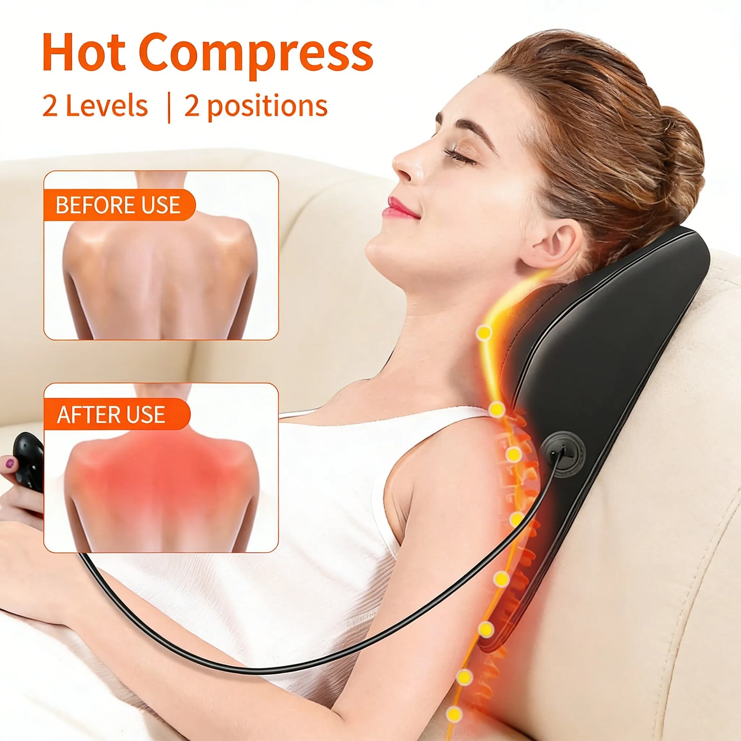 Back Massager with Heat, 3D Kneading Massage Pillow for Back, Neck, Shoulder, Leg Pain Relief Deep Tissue