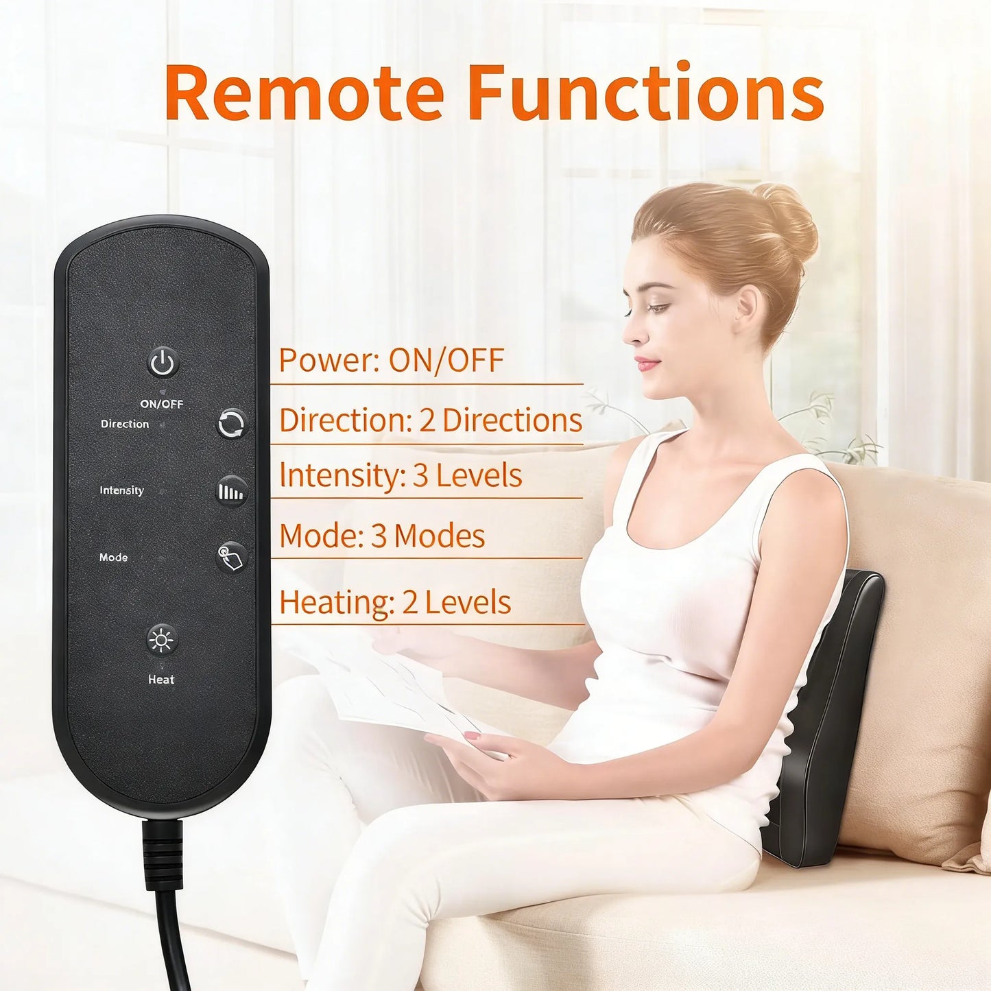 Back Massager with Heat, 3D Kneading Massage Pillow for Back, Neck, Shoulder, Leg Pain Relief Deep Tissue