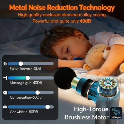 Massage Gun Deep Tissue, Full-Metal Electric Portable Hand Held Massager Gun for Back, Body Sore Muscles