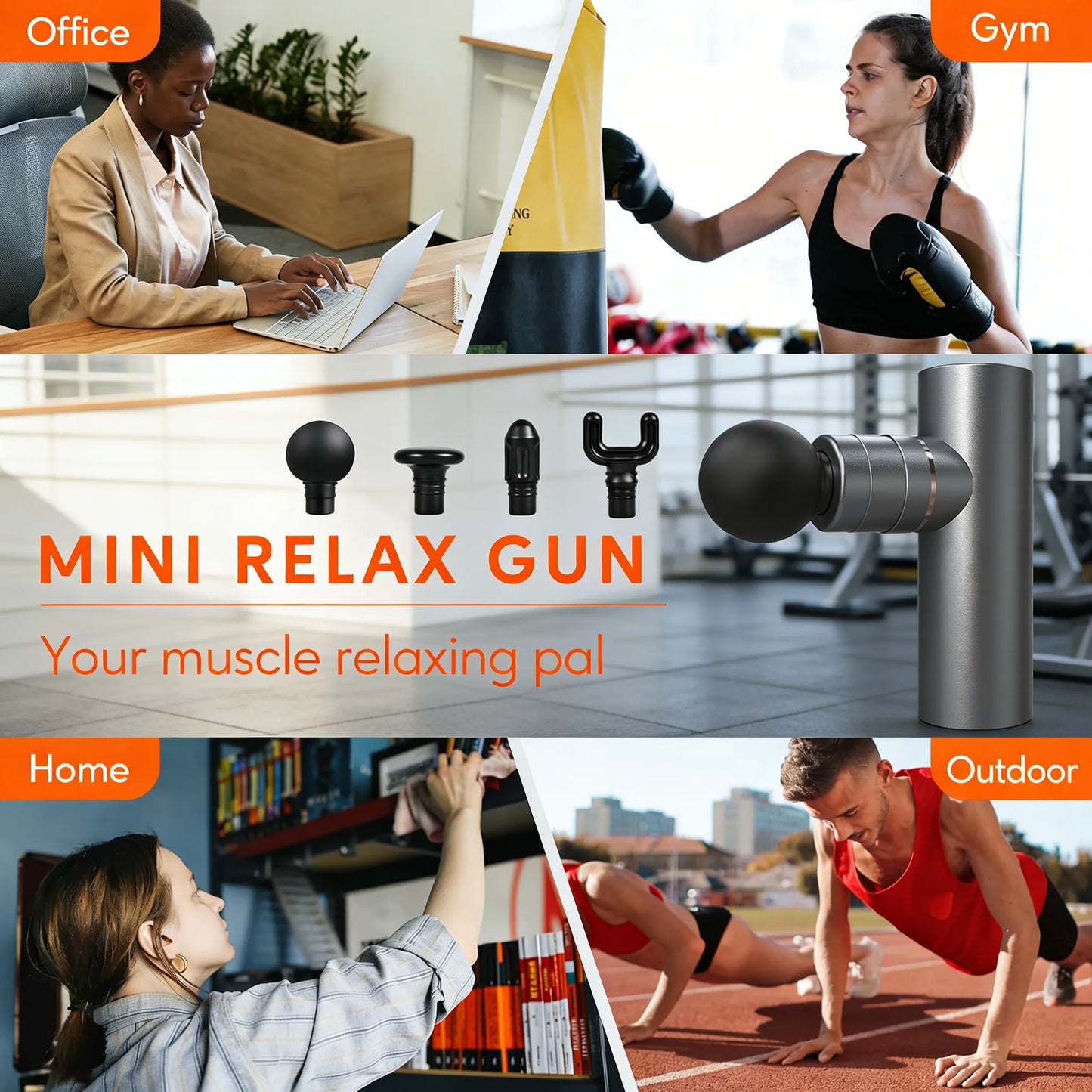 Massage Gun Deep Tissue, Full-Metal Electric Portable Hand Held Massager Gun for Back, Body Sore Muscles