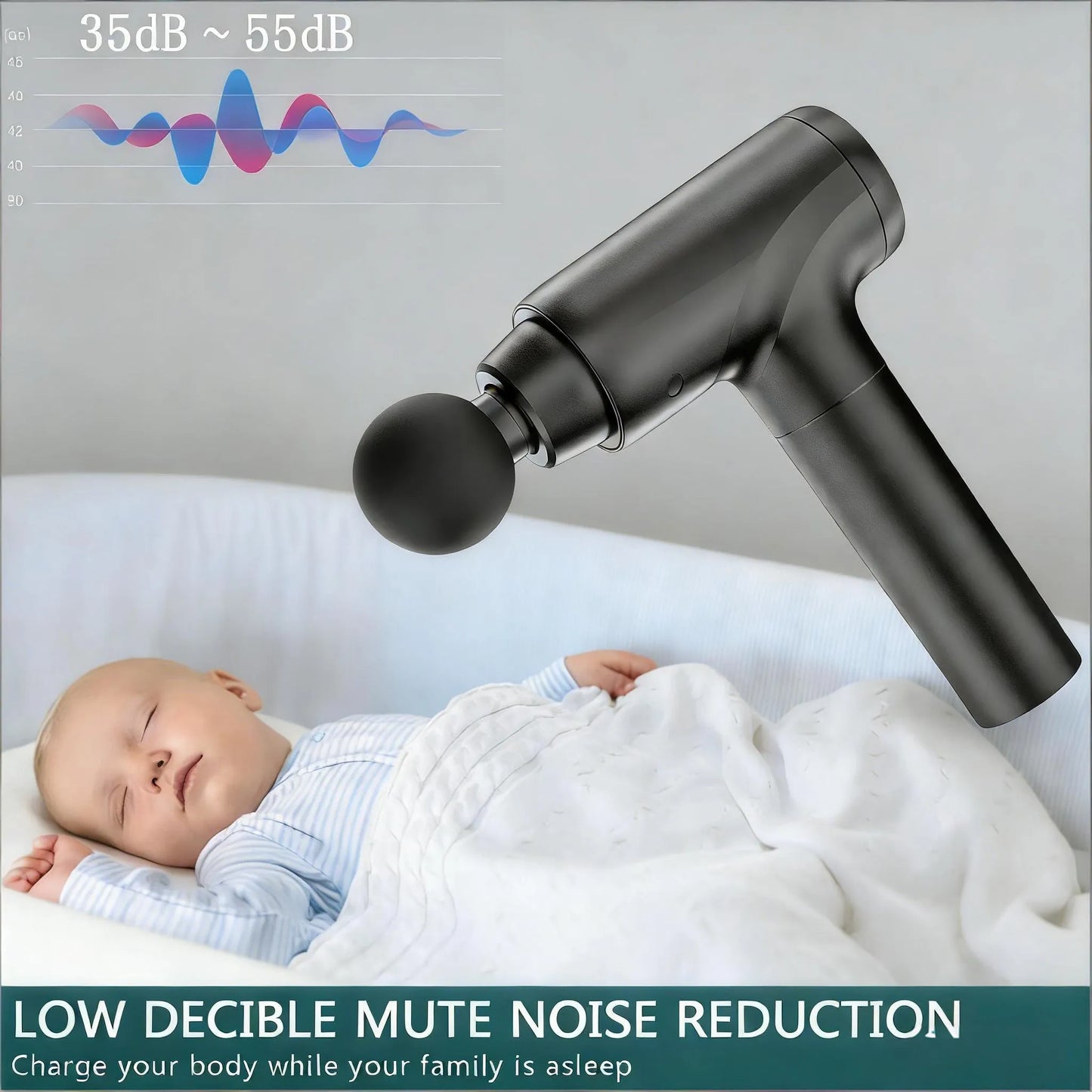 Percussion Muscle Massager: Deep Tissue Gun with 8 Heads & 20 Speeds for Maximum Relief (Matte Black)