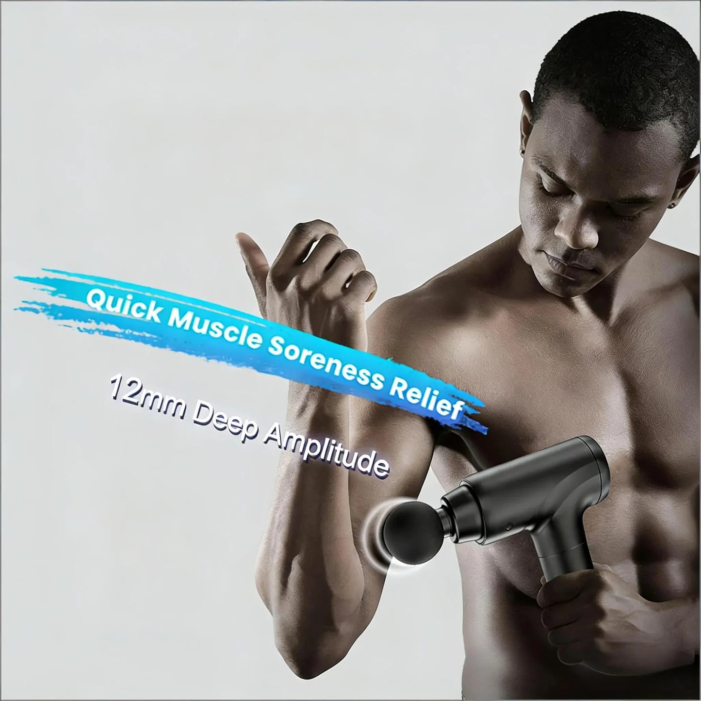 Percussion Muscle Massager: Deep Tissue Gun with 8 Heads & 20 Speeds for Maximum Relief (Matte Black)